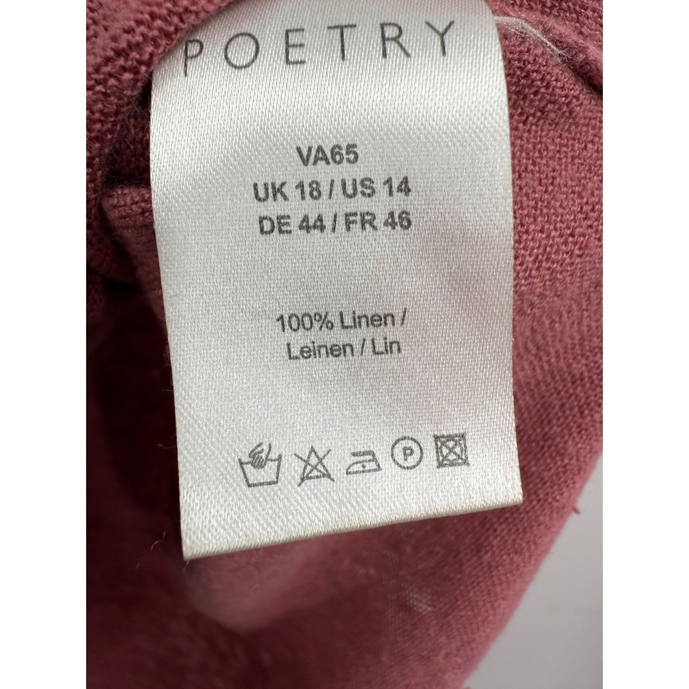 POETRY Linen Blend Asymmetrical Hem Knit Top Rose Mauve‎ Size 14 - Picture 3 of 8